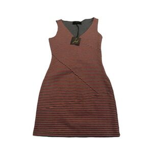 Jack by BB Dakota Womens Striped VNeck Sleeveless Mini Dress JC38023 Grey Orange